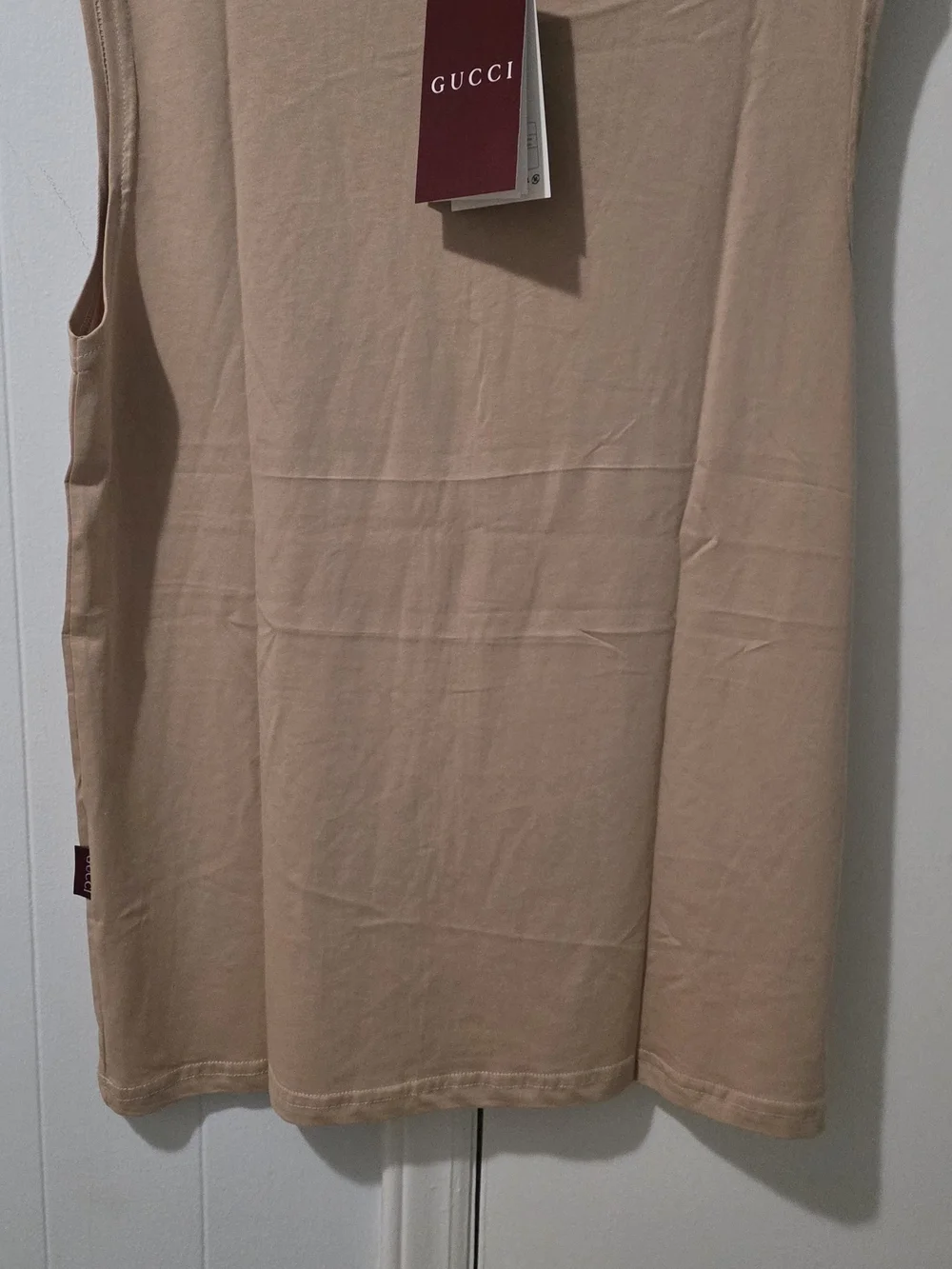 Gucci Sleeveless Logo Tank in Beige